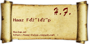 Haaz Fülöp névjegykártya